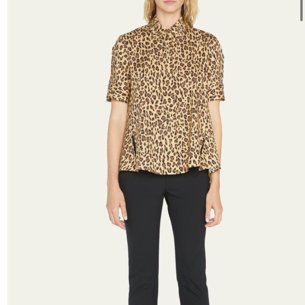 Adam Lippes Leopard Print Poplin Trapeze Top